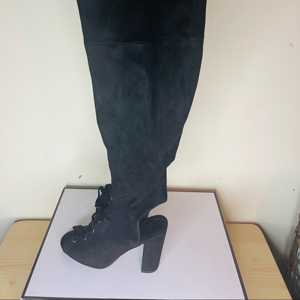 Guess, open toe, thigh boots, size 8